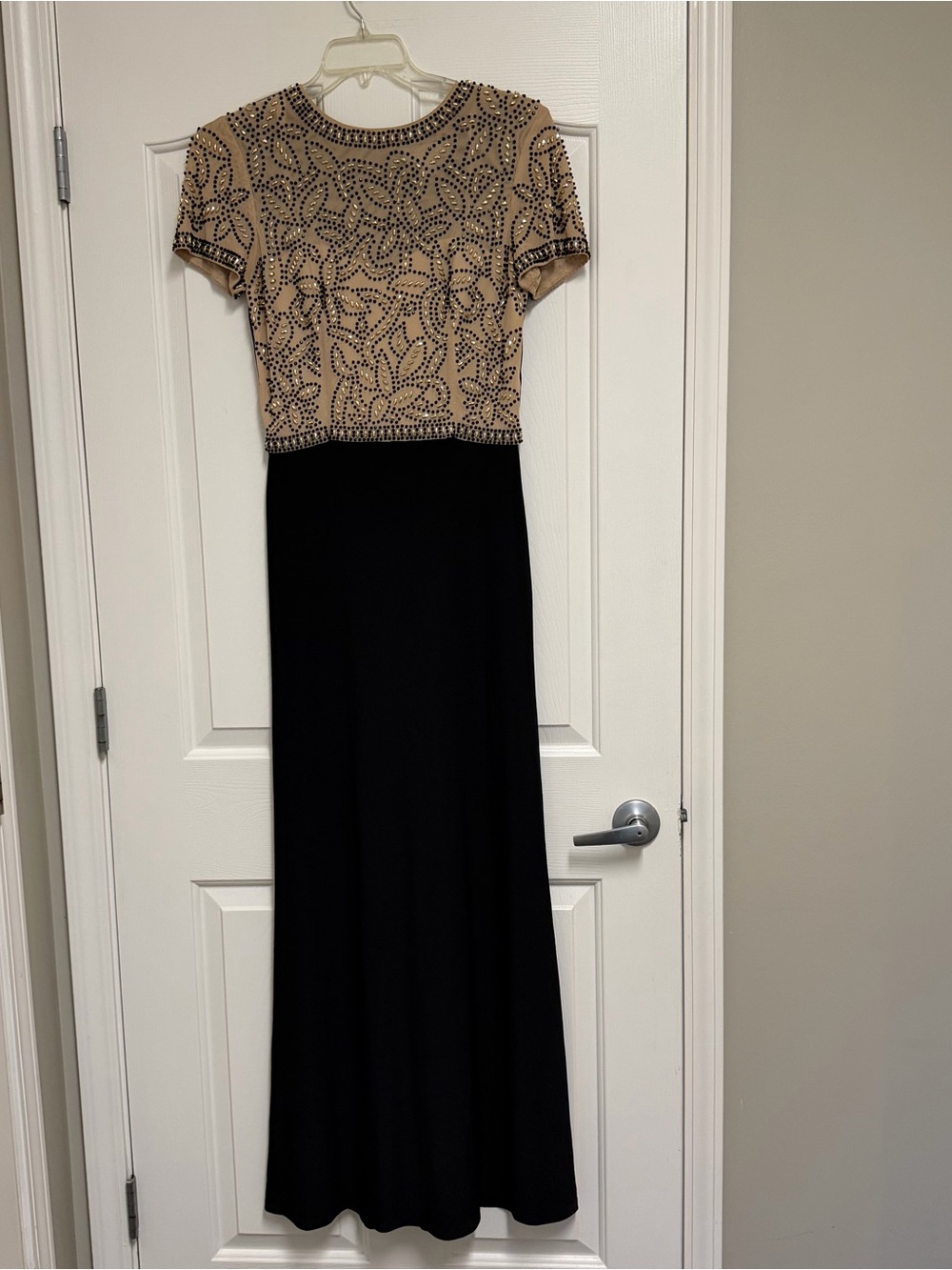 Beaded Two-Tone Black and Nude Evening Gown
